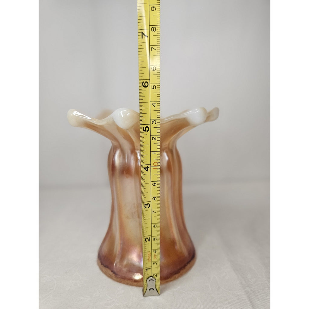 Antique Dugan Ladies Spitoon Wide Rib Autumn Orange Opal. Carnival Glass 5.25"