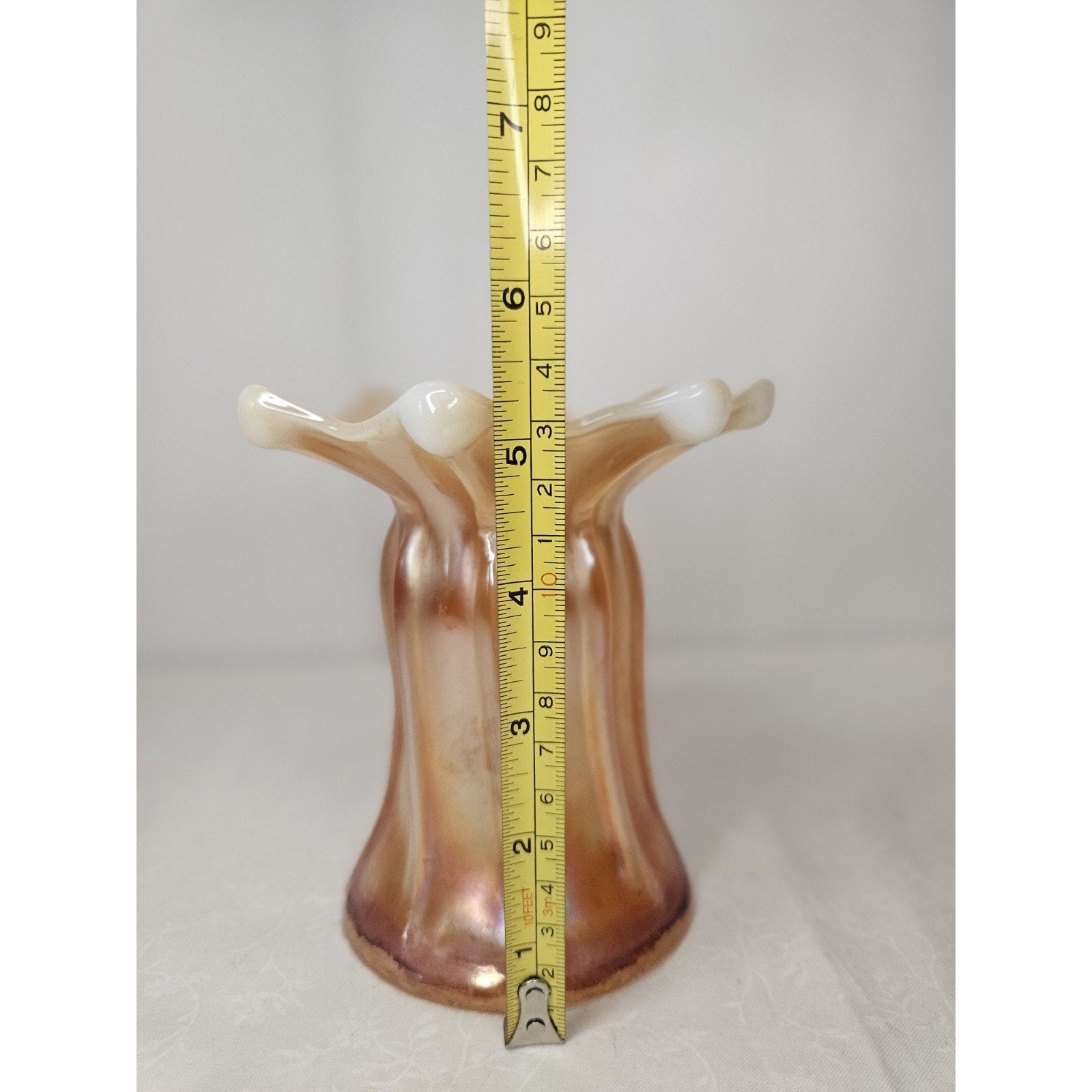 Antique Dugan Ladies Spitoon Wide Rib Autumn Orange Opal. Carnival Glass 5.25"
