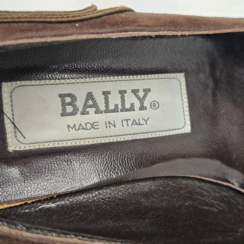 BALLY VERONICA Brown Suede Low Heel Pumps Loafers Shoes 6.5 M Kitten Heel