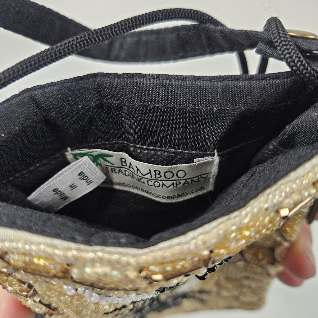 Bamboo Trading Company Cell Phone Club Bag Beaded Bee Micro Purse Crossbody NWT