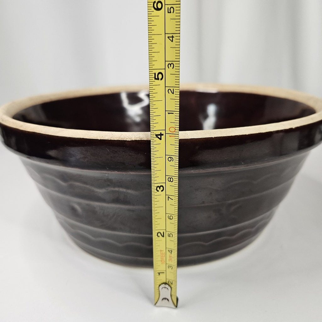 Vintage Marcrest Brown Glazed Daisy & Dot 9.5" Stoneware Mixing Serving Bowl