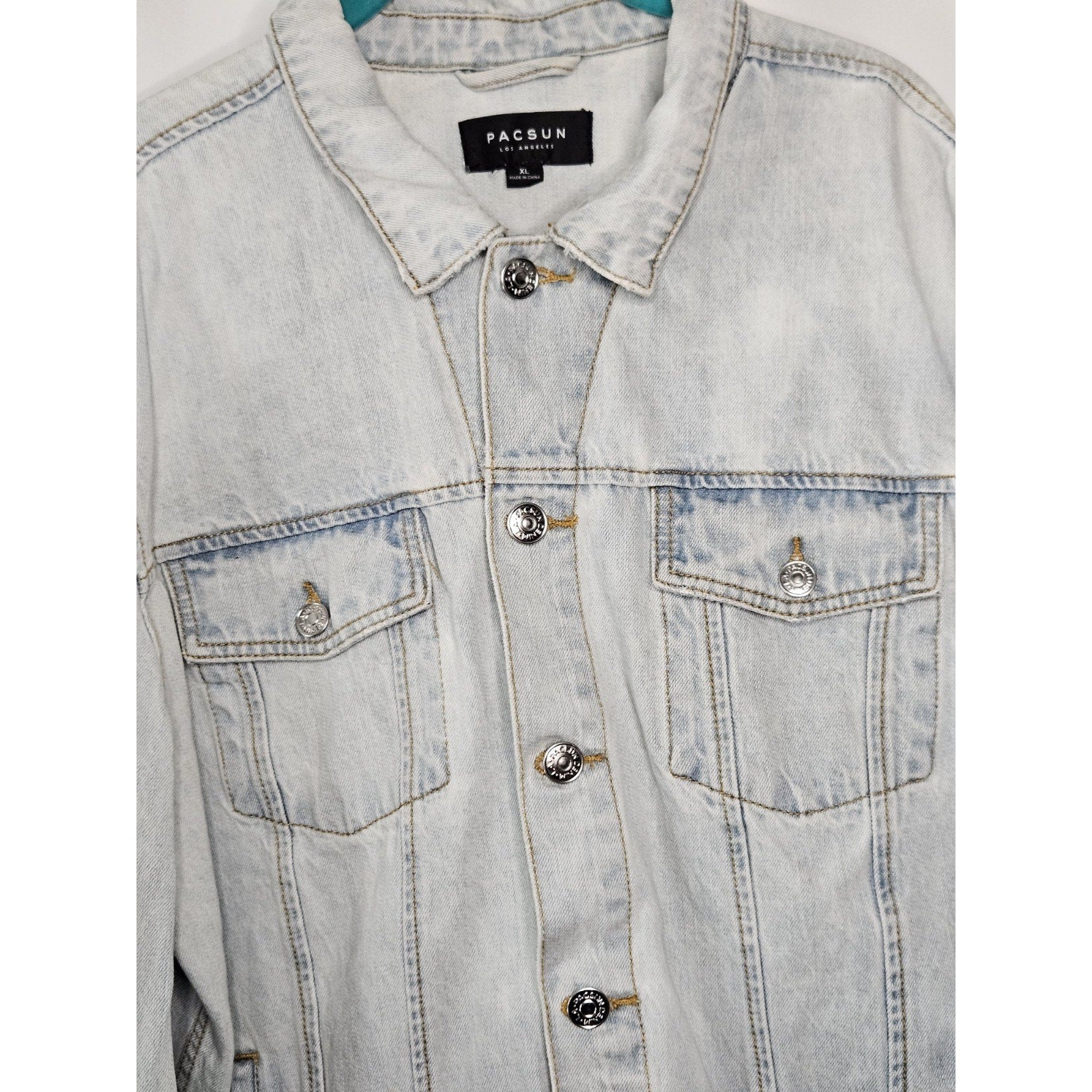 Pacsun Women's Denim Jean Jacket Light Wash Trucker Jacket Button Down Sz XL