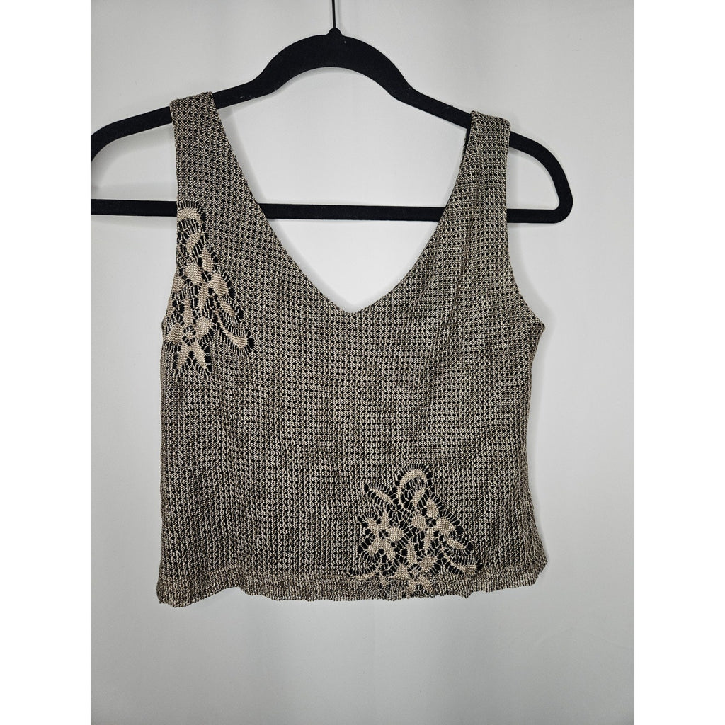 Jeffrey & Dara Evening By Tom Barra Size 4P Gold Embellished Womens Layered Tank
