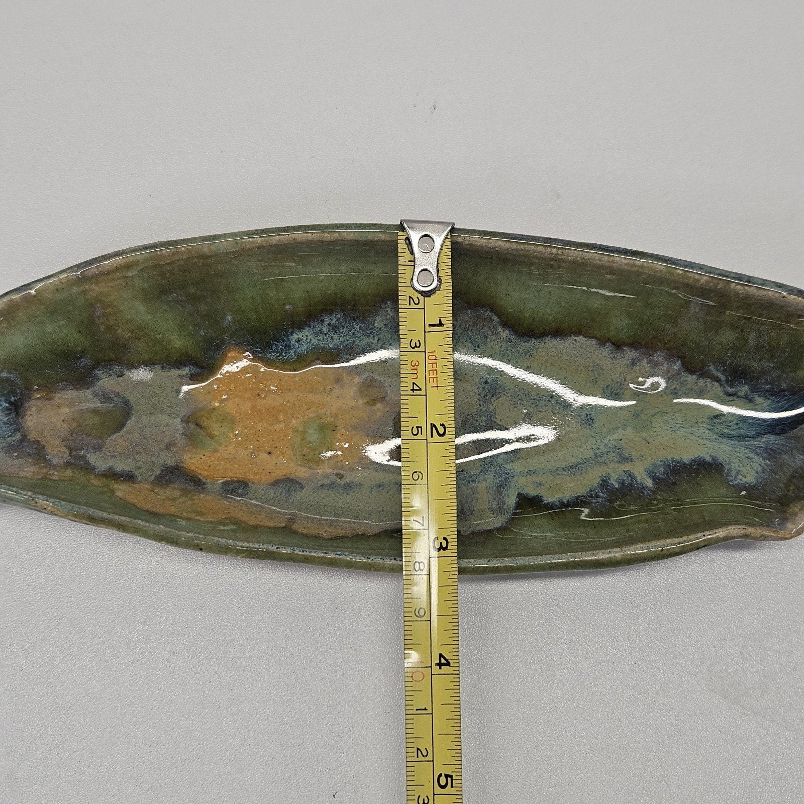 Stephen Schiffer Studio Art Pottery Drip Glaze Oval Platter Handcrafted