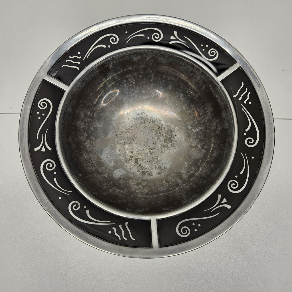 Vtg Lenox Metal Serveware SPYRO BLACK 13" Salad Serving Bowl Metal Serveware