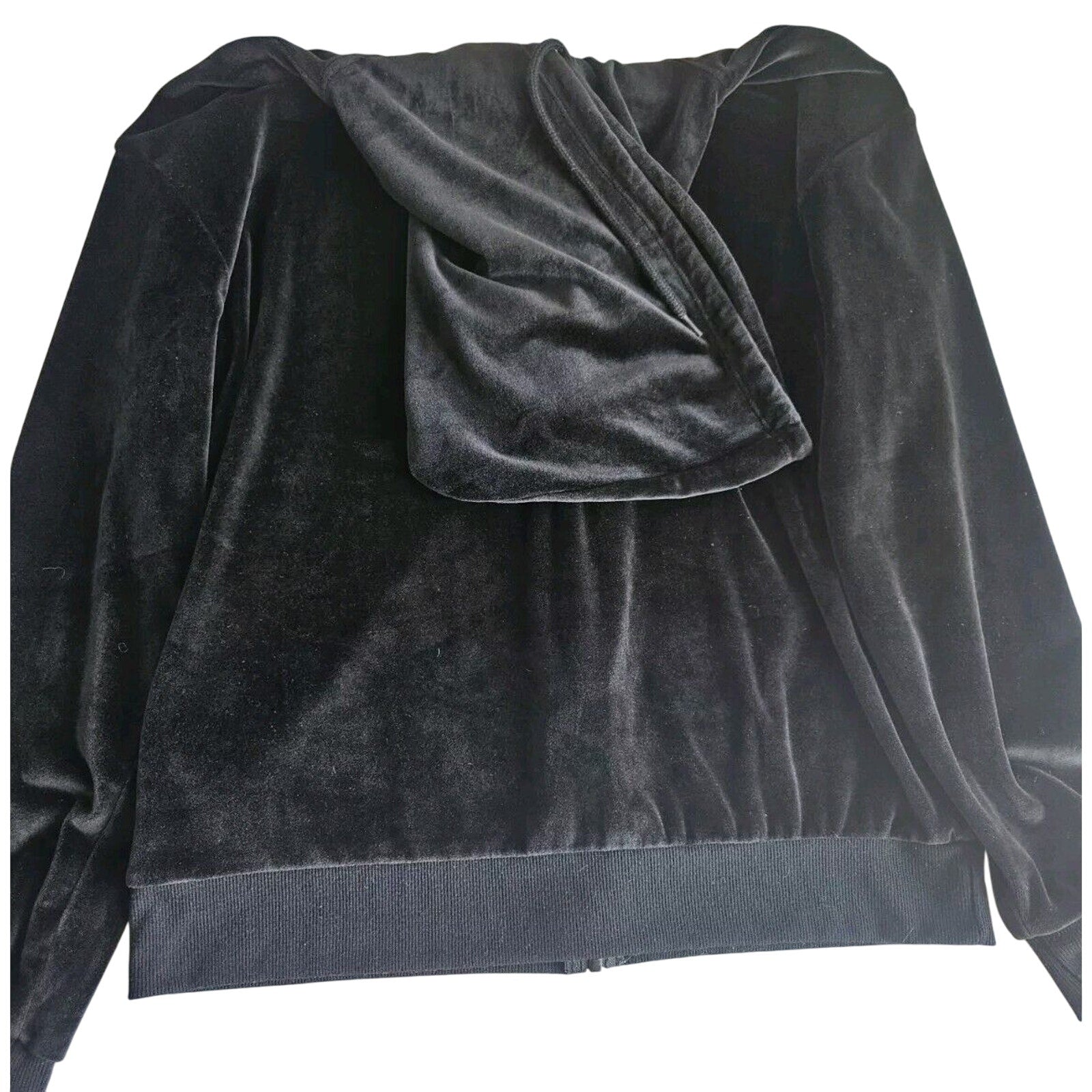NBA Chicago Bulls Team Black Velour Track Jacket size Womens Med Black NWOT