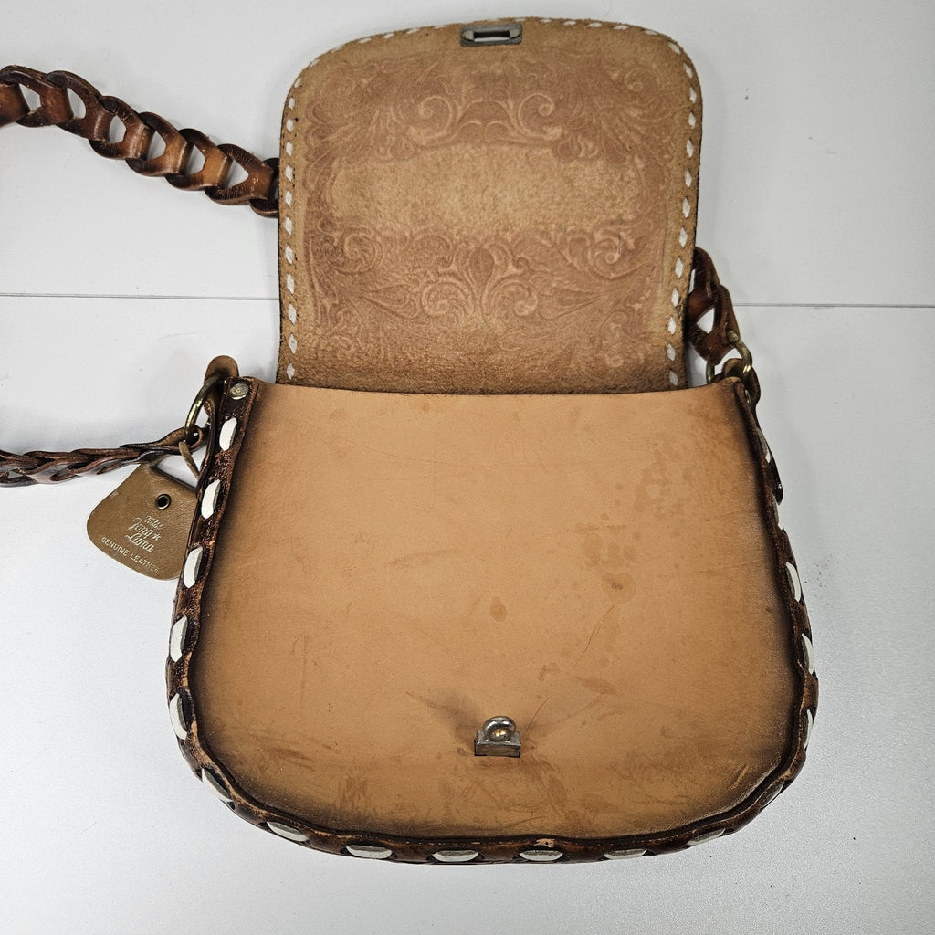 Miss Tony Lama Vintage Shoulder Bag Hand Crafted Tooled Leather Purse