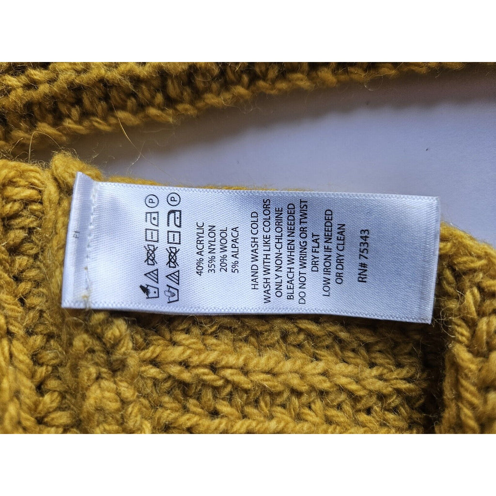 Ruby Moon Chunky Knit Open Back Wool Alpaca Sweater Sz MED Marigold/Mustard