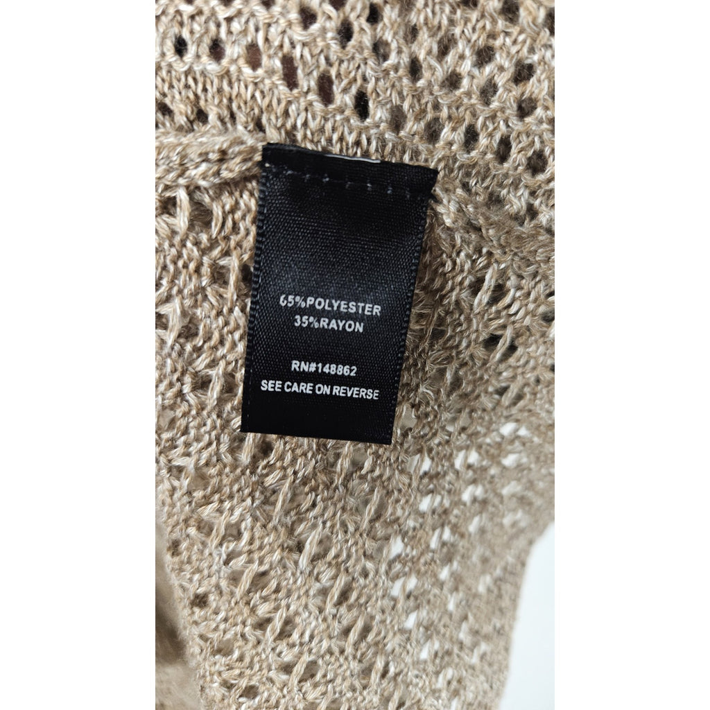 Torrid Long Open Stitch Open Front Cardigan Size 0 Large Lightweight Beige