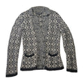 Banana Republic Navy & White Fair Isle Alpaca Blend Cardigan Sweater Size Small