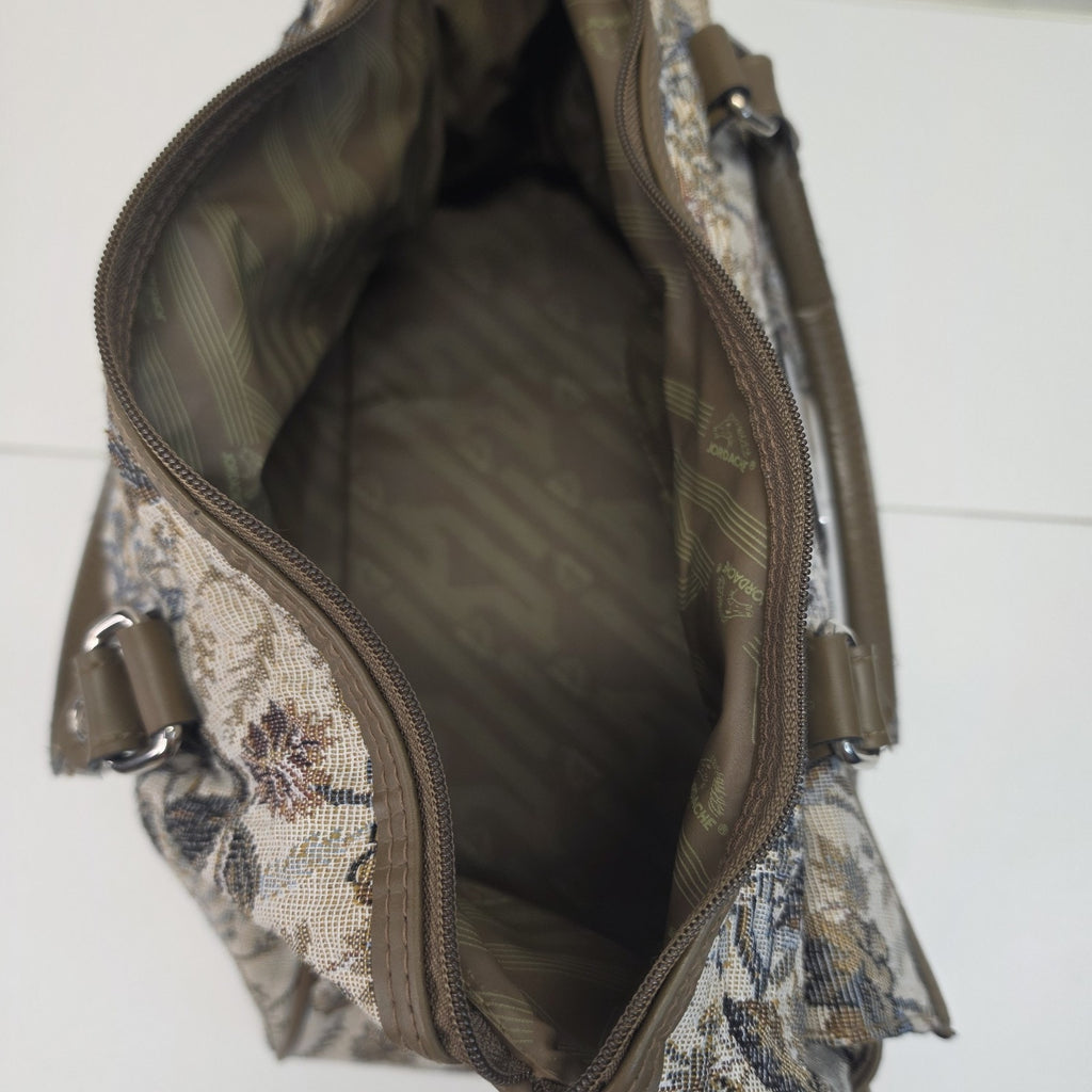 Vintage 90s Jordache Floral Tapestry Zip Shoulder Strap Duffel Travel Bag 14"
