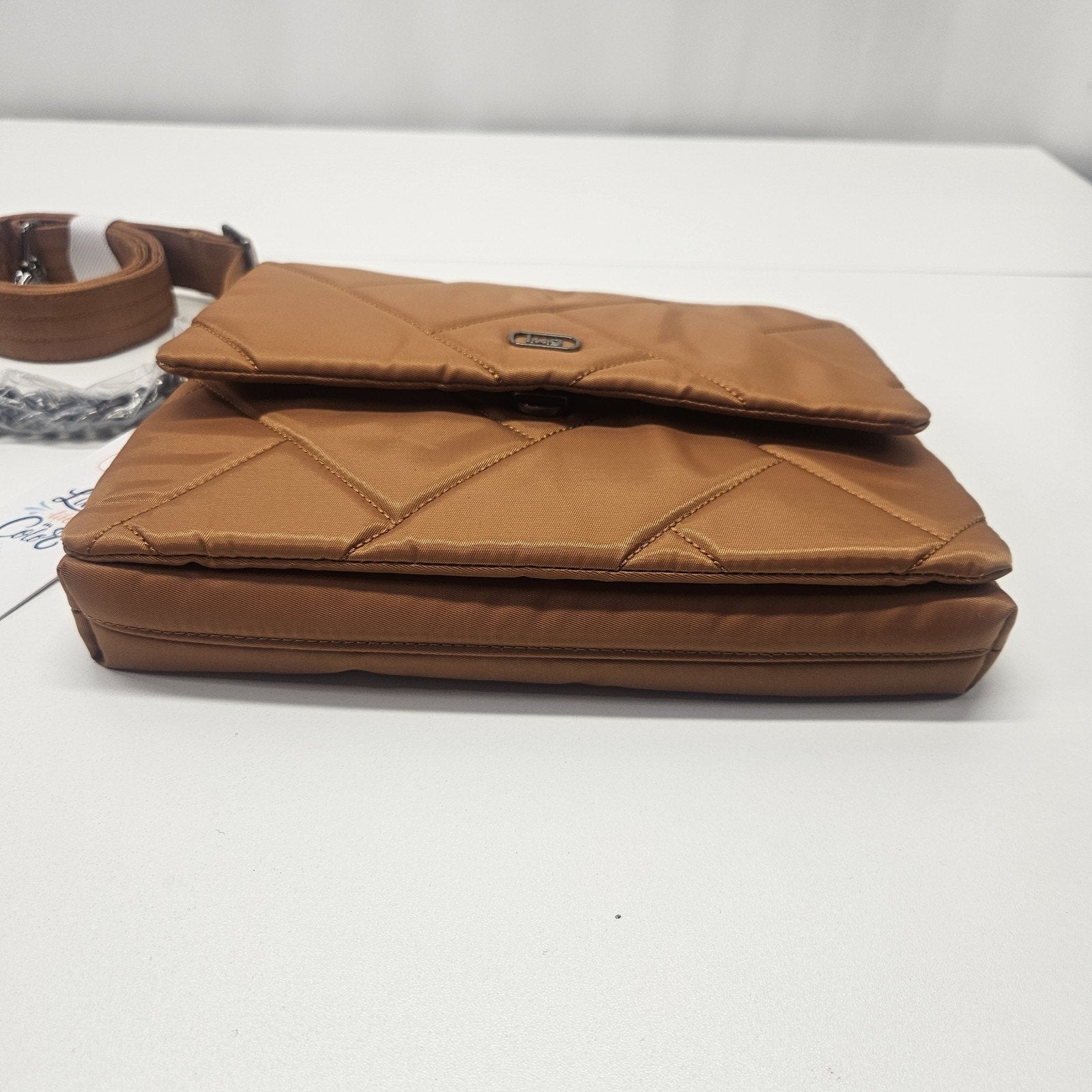 Nwt Lug Plie Crossbody Bag Cappuccino Quilted Utility Athleisure Chain Strap