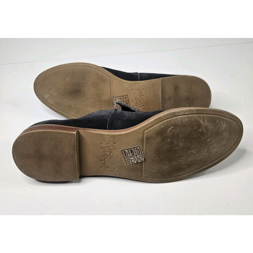 Crown Vintage Shoes Womens 8.5 M Carla Loafers Gray Suede Leather Slip On Casual