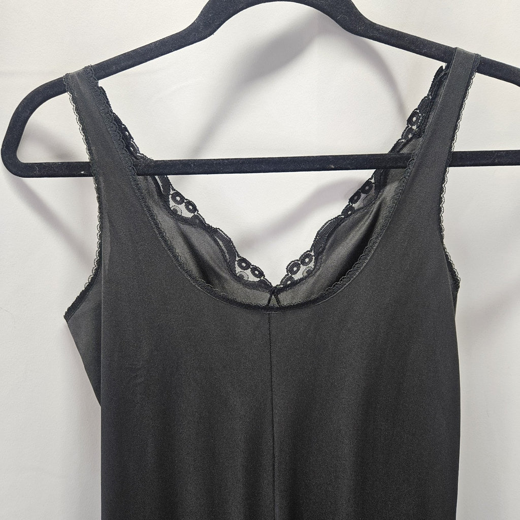 Vintage Warners Womens Small 34 Black Mini Slip Lingerie Spaghetti Strap Dress