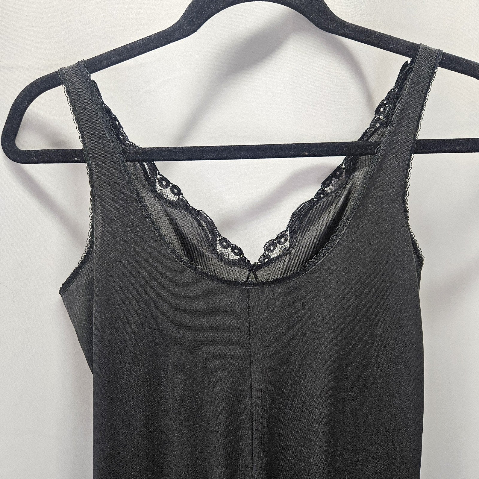 Vintage Warners Womens Small 34 Black Mini Slip Lingerie Spaghetti Strap Dress