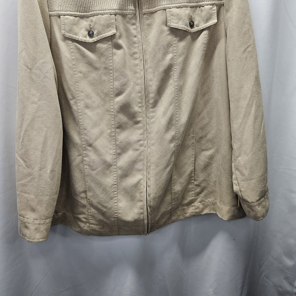 Vintage Allison Daley Khaki Zippered Faux Suede Jacket Womens Plus Size XXL
