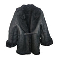 Vintage Leon Max Black Shearling Short Coat Open Short Jacket Womens M/L Y2K