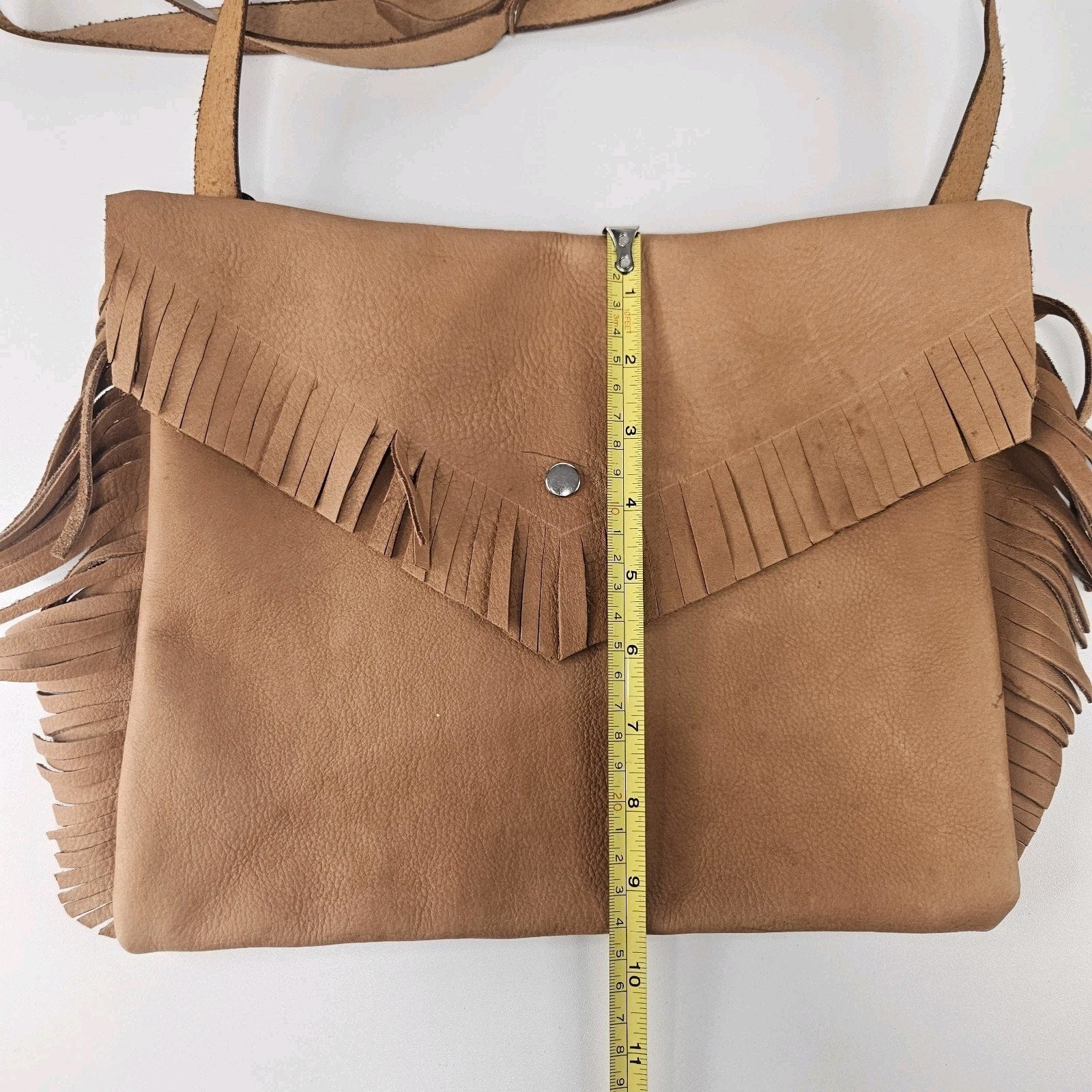 Unbranded Western Brown Leather Fringed Crossbody Bag Envelope Purse Cowgirl