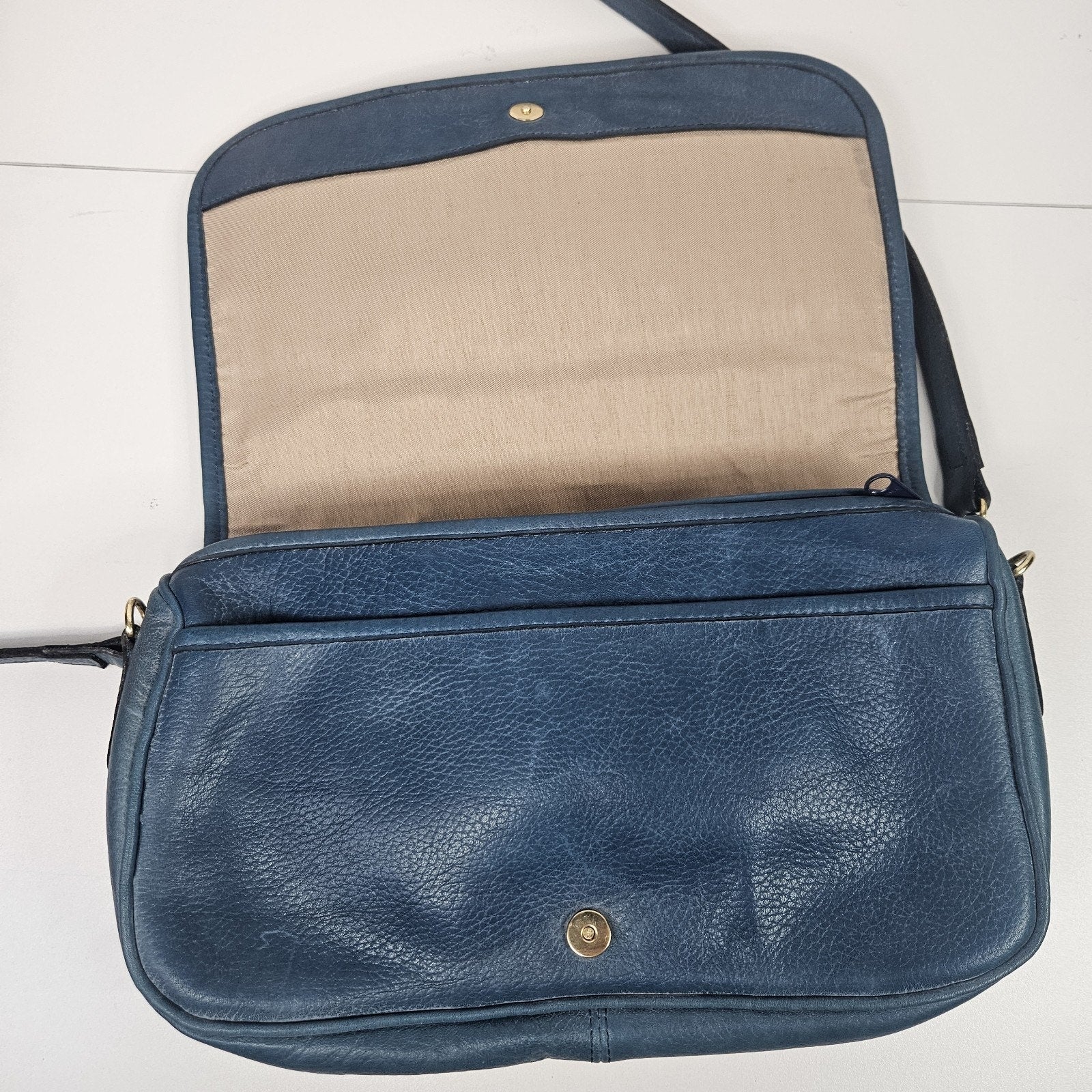 Vintage Mitchell USA Leather Shoulder Bag Purse Blue Classic Handbag