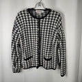 VTG Crystal Kobe Houndstooth Cardigan Sweater Gold Buttons Sz XL Classy