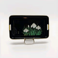 Vintage Handpainted Japanese Butterfly Tray With Handles 19x11" Black Retro Boho
