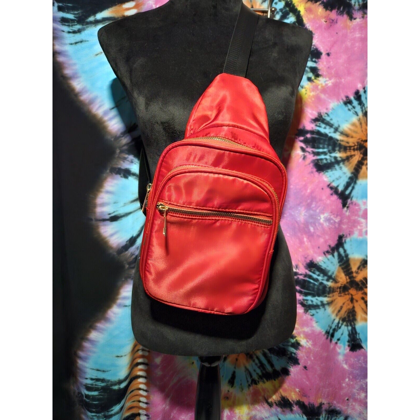 Olivia Miller Riley Sling Bag Bright Red & Leopard Print Lining Crossbody