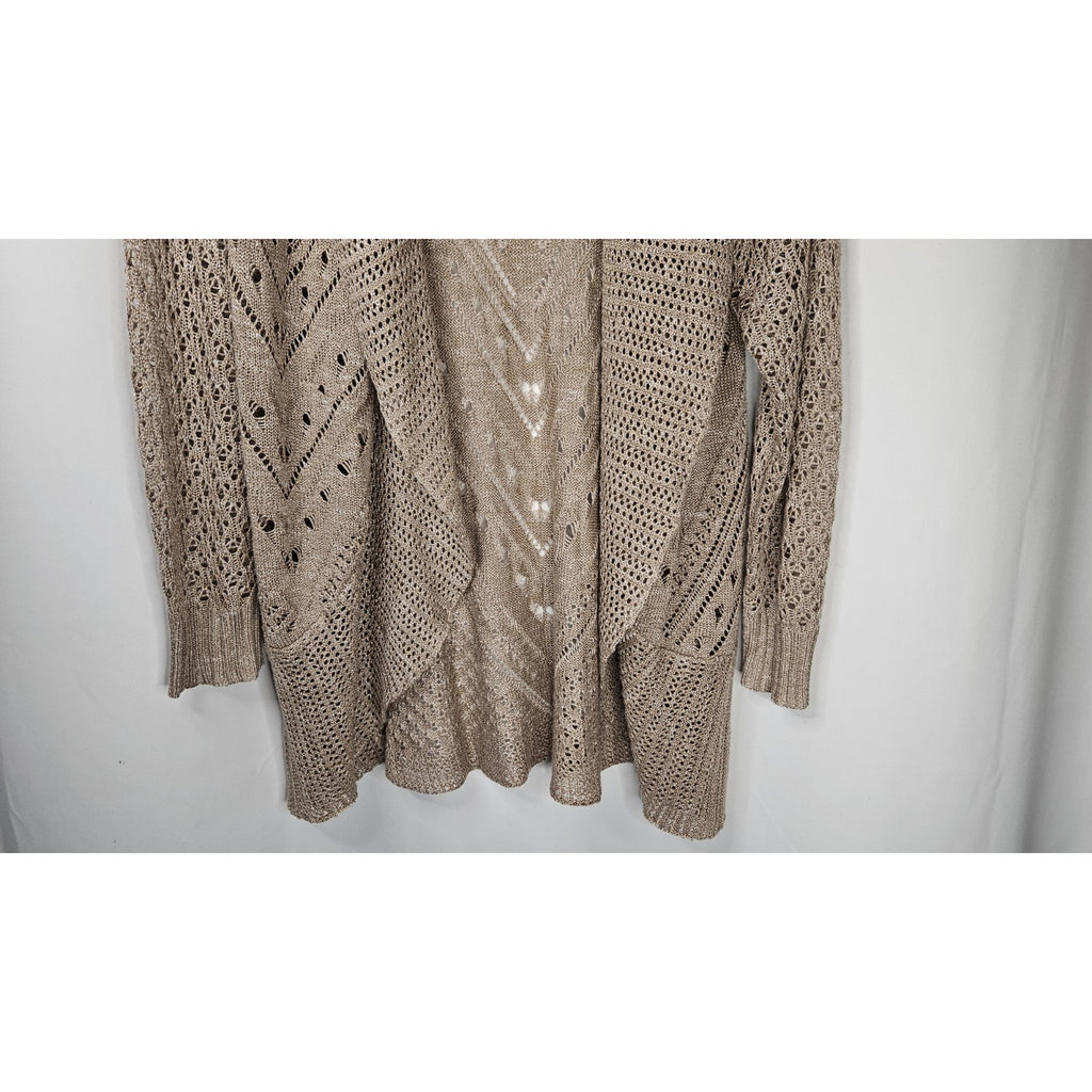 Torrid Long Open Stitch Open Front Cardigan Size 0 Large Lightweight Beige