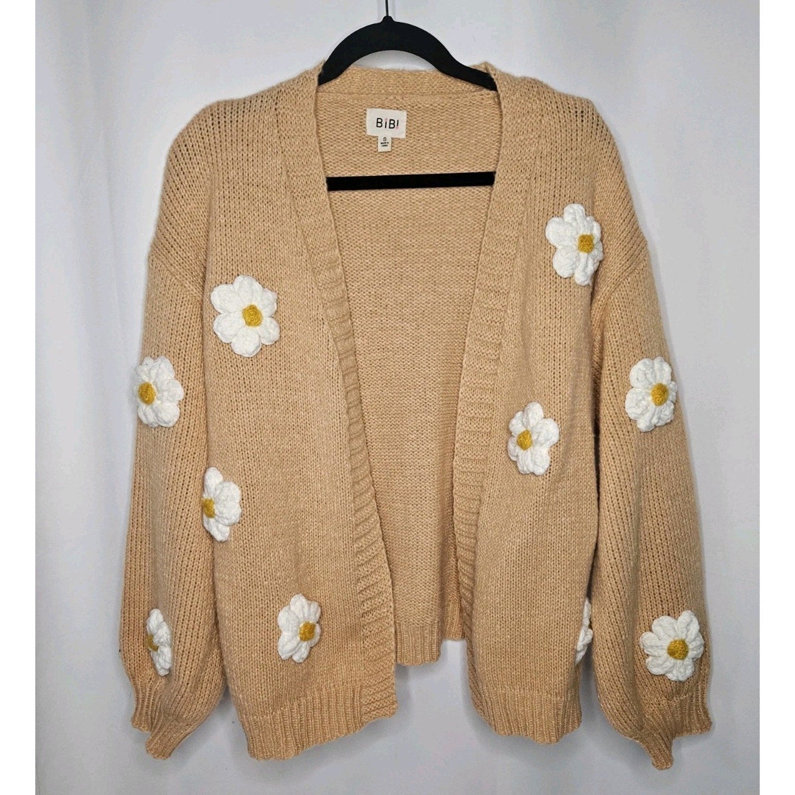 BIBI Sweater Cardigan Daisy Crochet Flowers Flower Power Small Cottagecore Boho