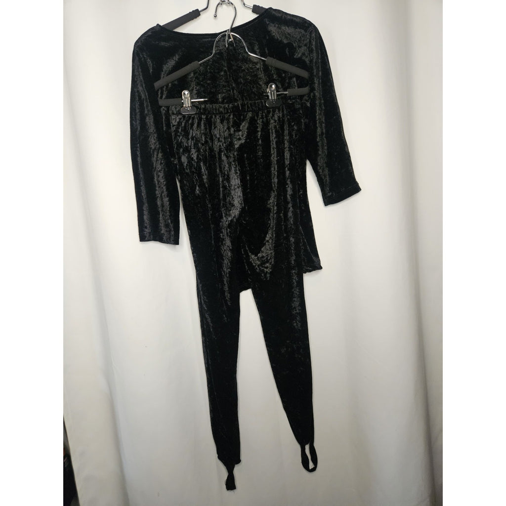 Vintage 90s My Michelle Black Velvet 3/4 Sleeve Shirt Stirrup Leggings Set