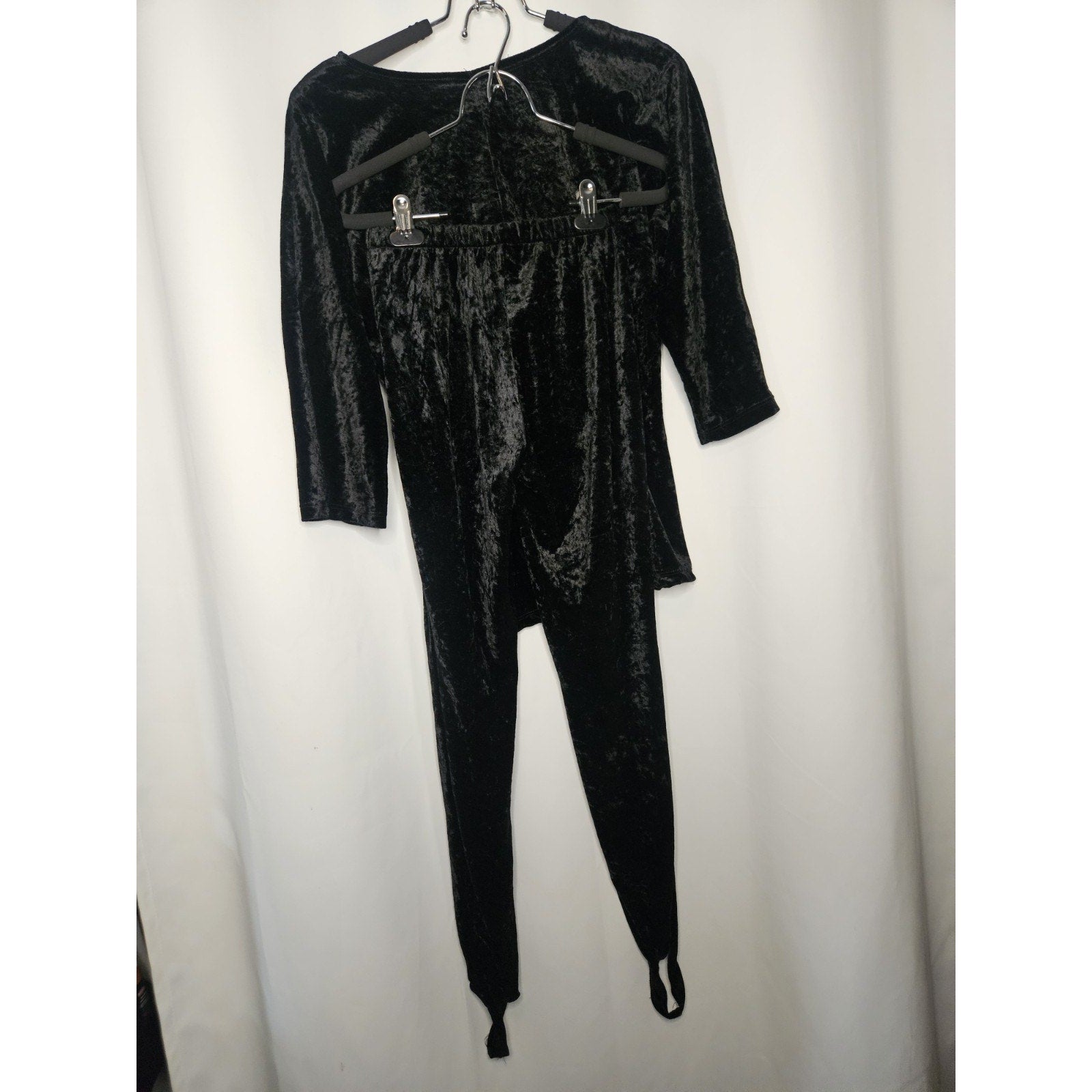 Vintage 90s My Michelle Black Velvet 3/4 Sleeve Shirt Stirrup Leggings Set