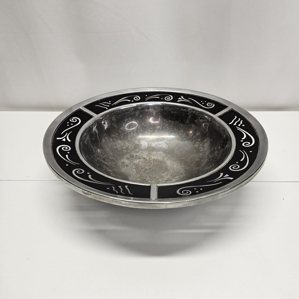 Vtg Lenox Metal Serveware SPYRO BLACK 13" Salad Serving Bowl Metal Serveware