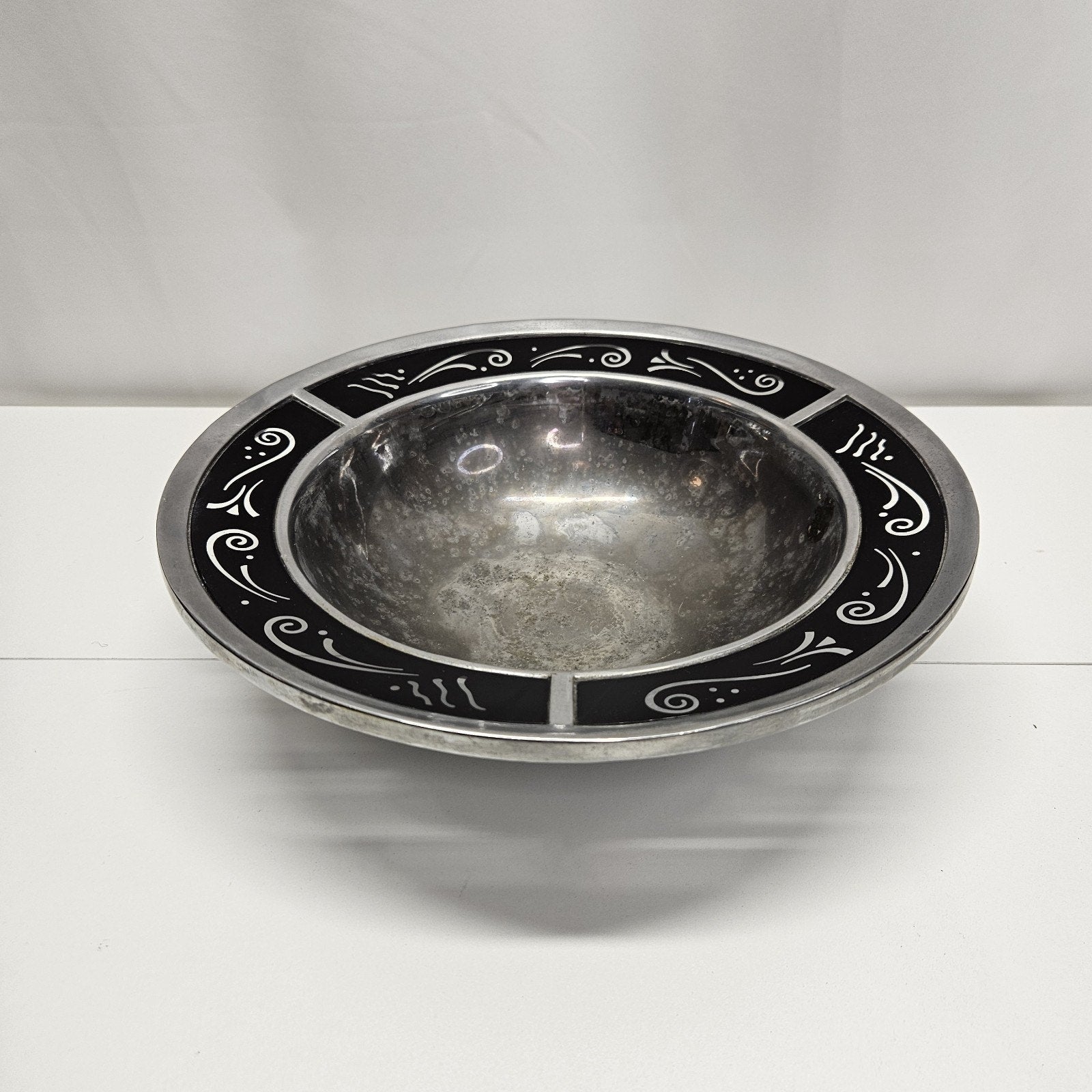 Vtg Lenox Metal Serveware SPYRO BLACK 13" Salad Serving Bowl Metal Serveware