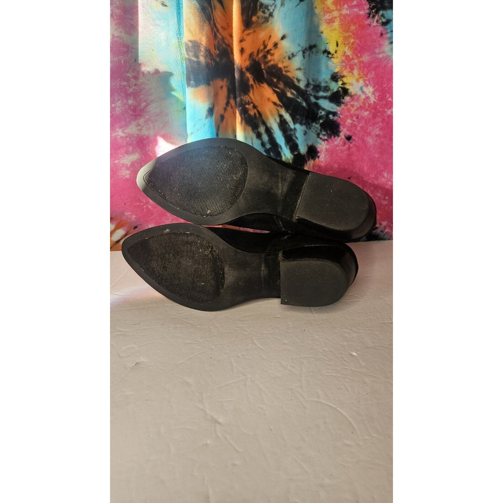 Carlos Santana Layne Ankle Boots Floral Embroidery Faux Suede Side Zip Size 9 M