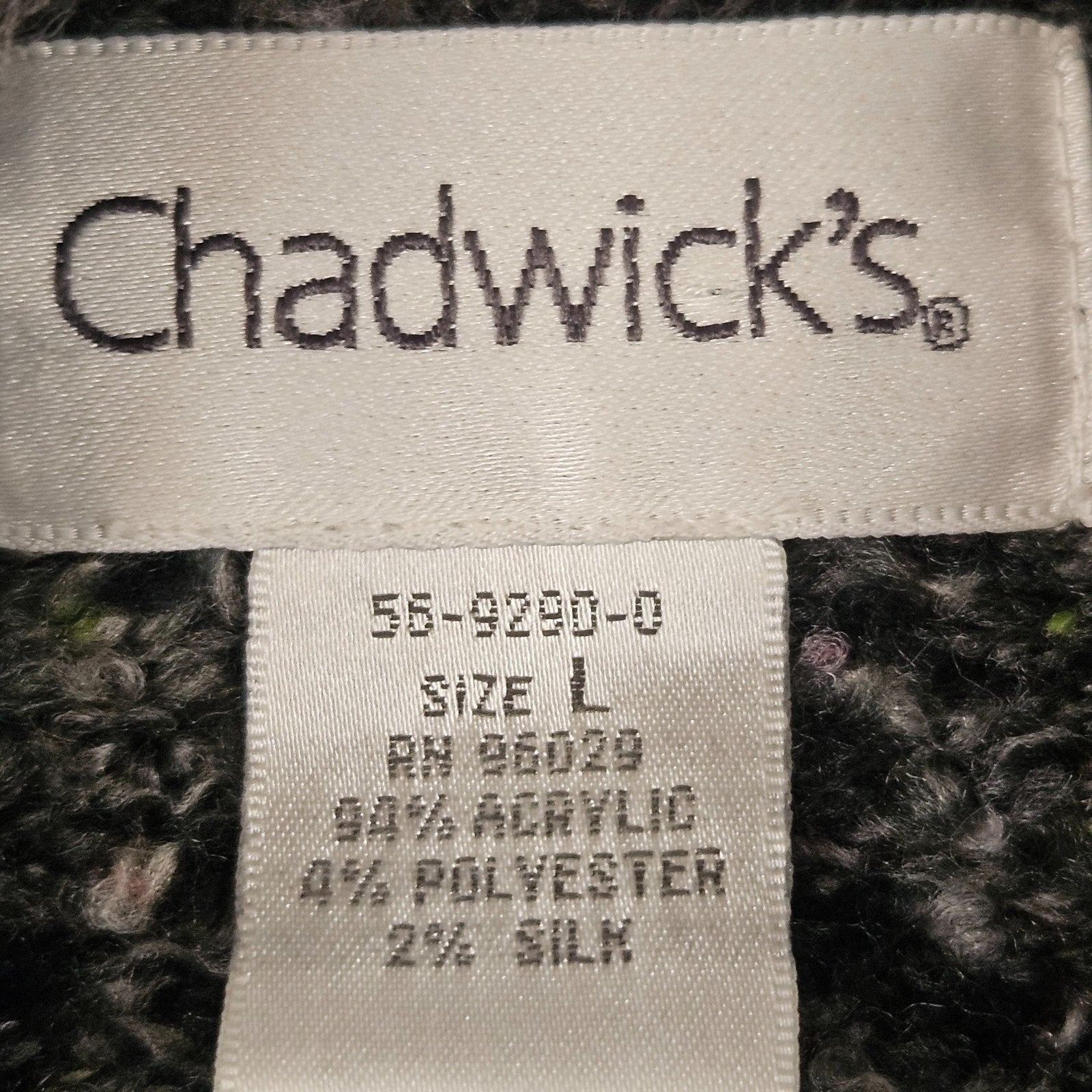 Vintage Chadwicks Sweaters Black White Marled Boucle Cowl Neck Sweater Womens L