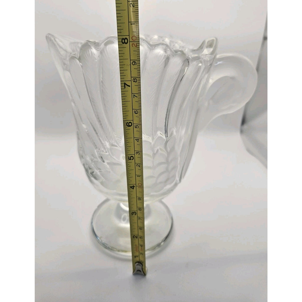 Vtg Mikasa Walther Crystal SWAN Pitcher Clear Frosted Feathers Made in Germany