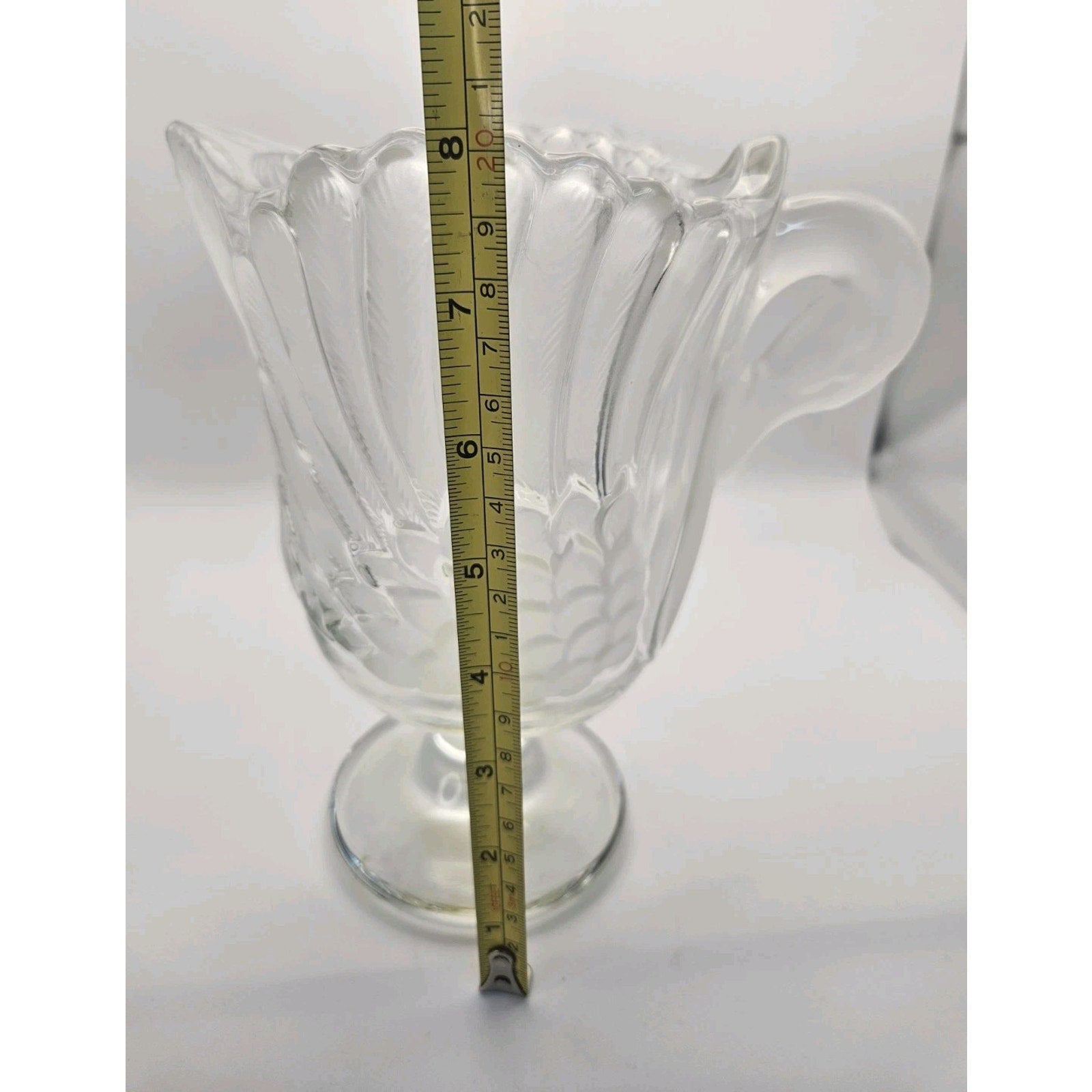 Vtg Mikasa Walther Crystal SWAN Pitcher Clear Frosted Feathers Made in Germany