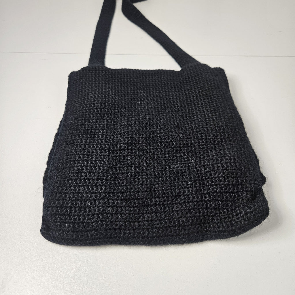 Handmade Crochet Mini Black Crossbody Shoulder Bag Coastal Y2K Whimsy Small