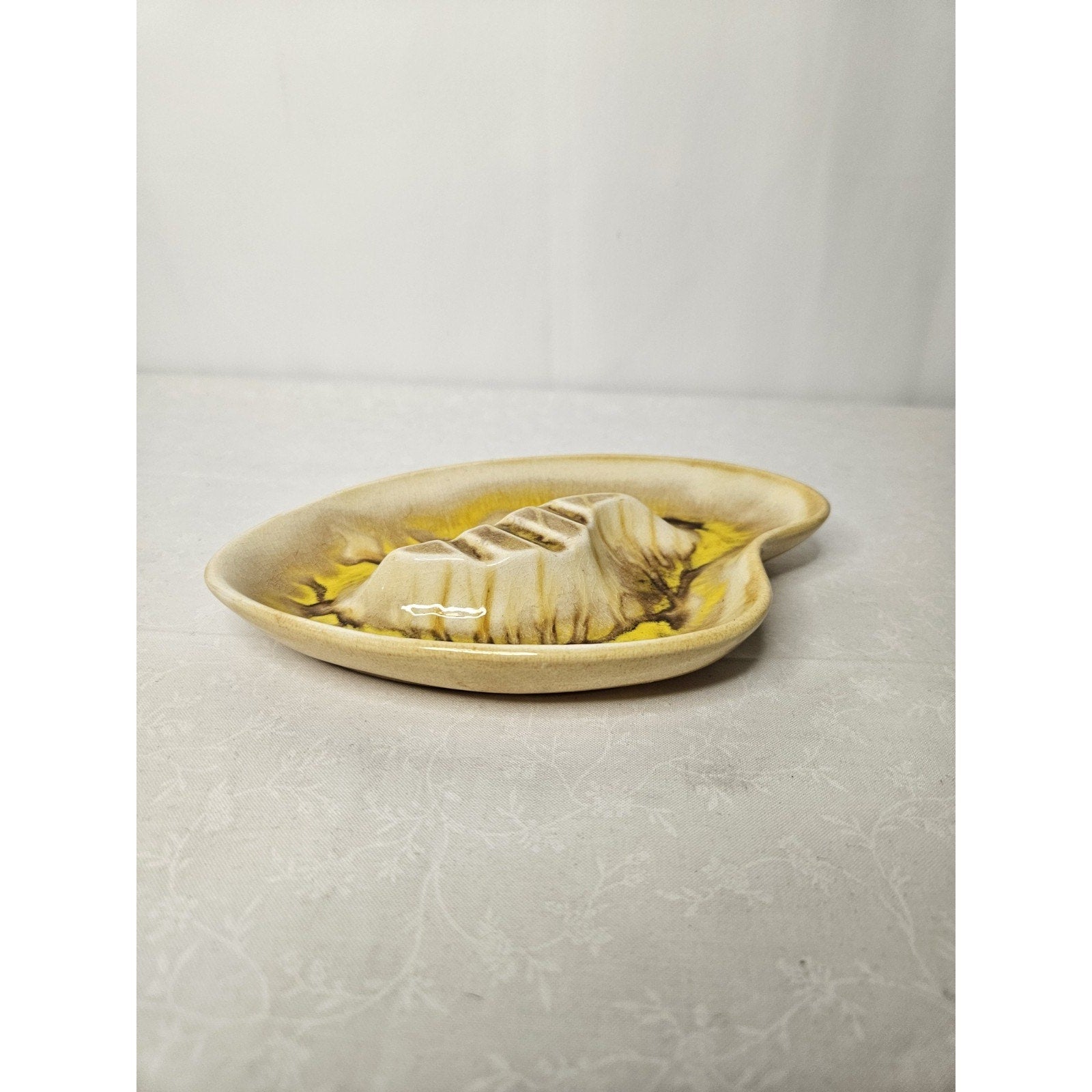 Mid Century Ceramic Ashtray Maddux Of California Handcrafted Art Pottery Yellow
