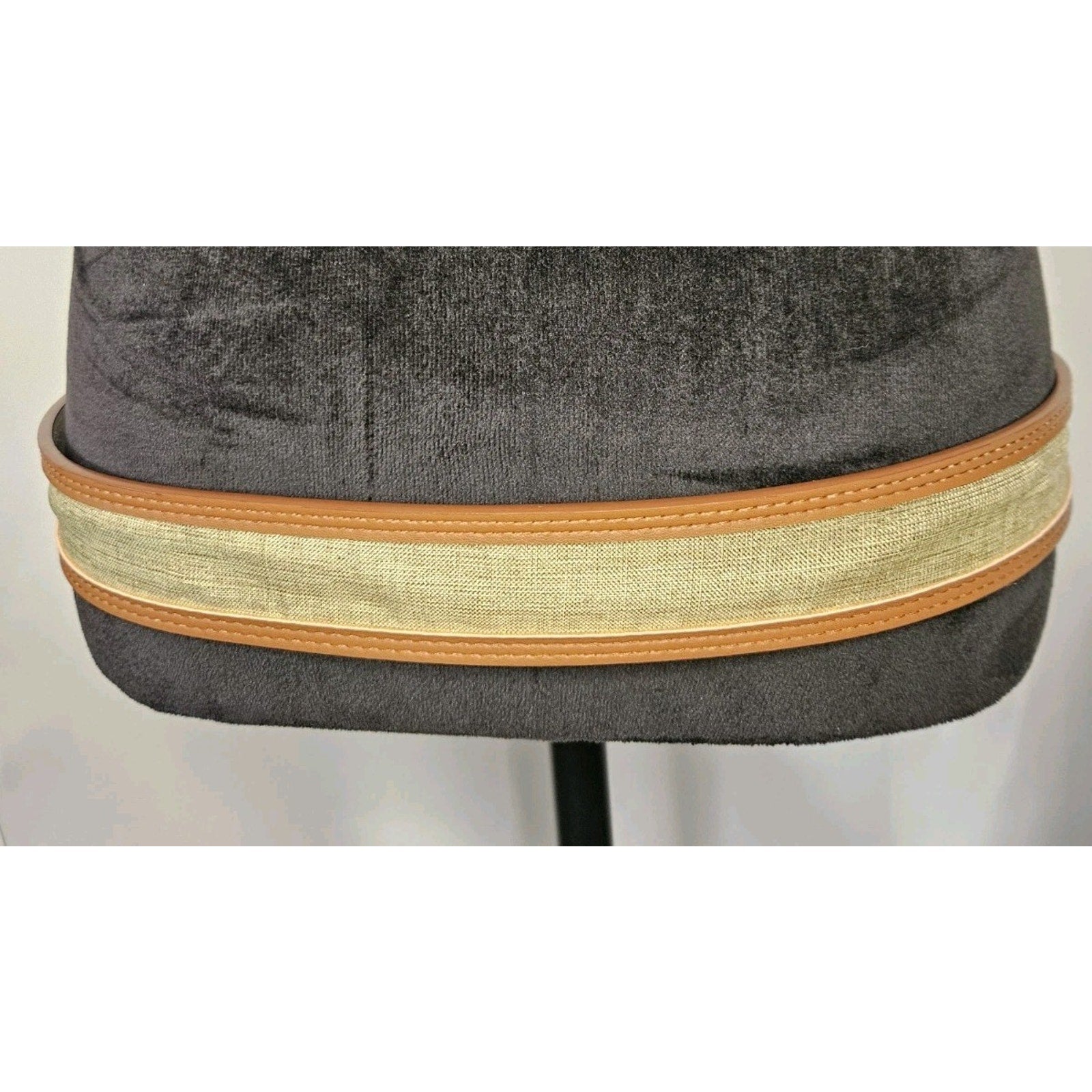 Nwt Steve Madden Faux Leather Gold Canvas Cognac Womens Belt XL 39" 1.75"