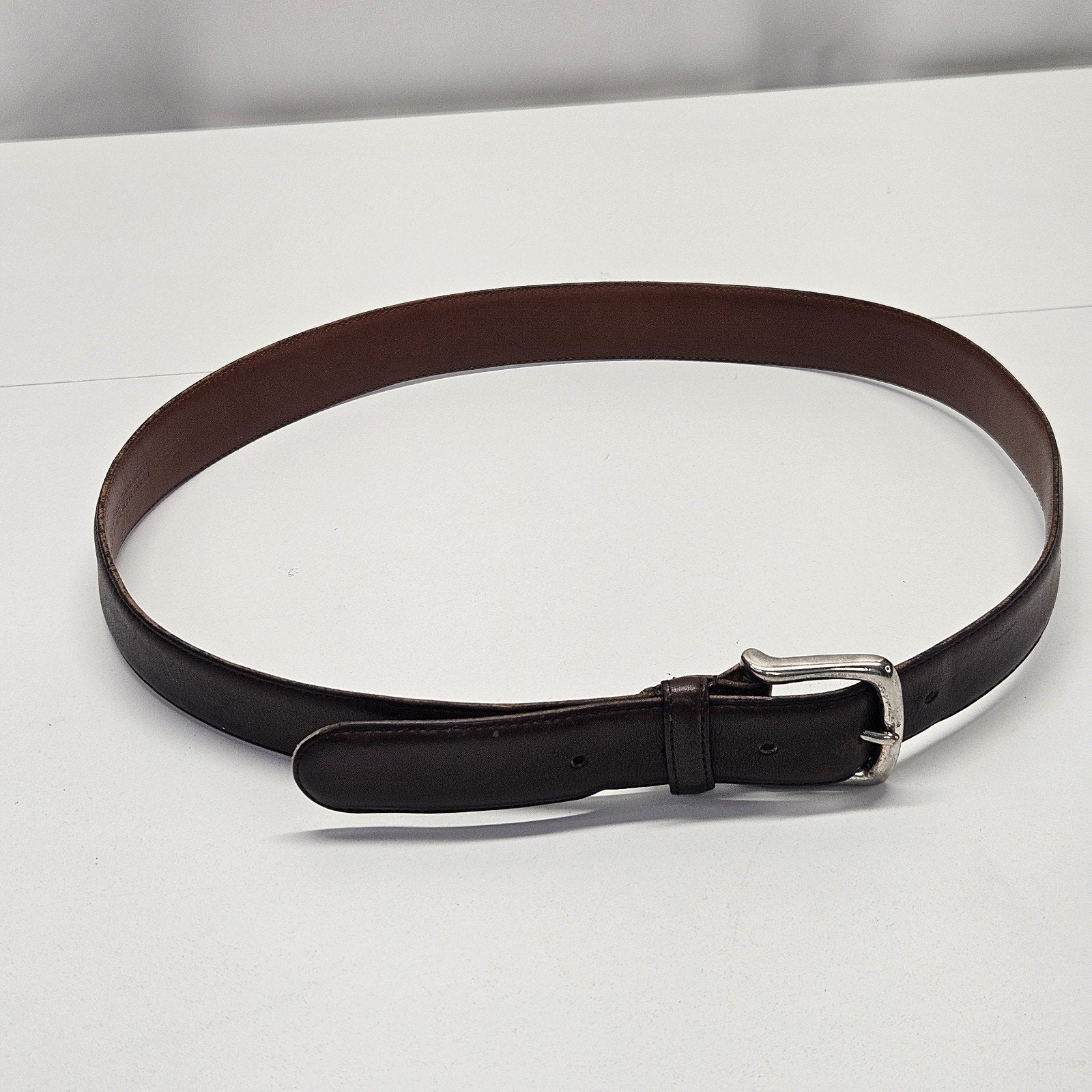 Vintage Coach Womens Mahogany Brown Cowhide Leather Belt 5750 Brass Buckle Sz 38