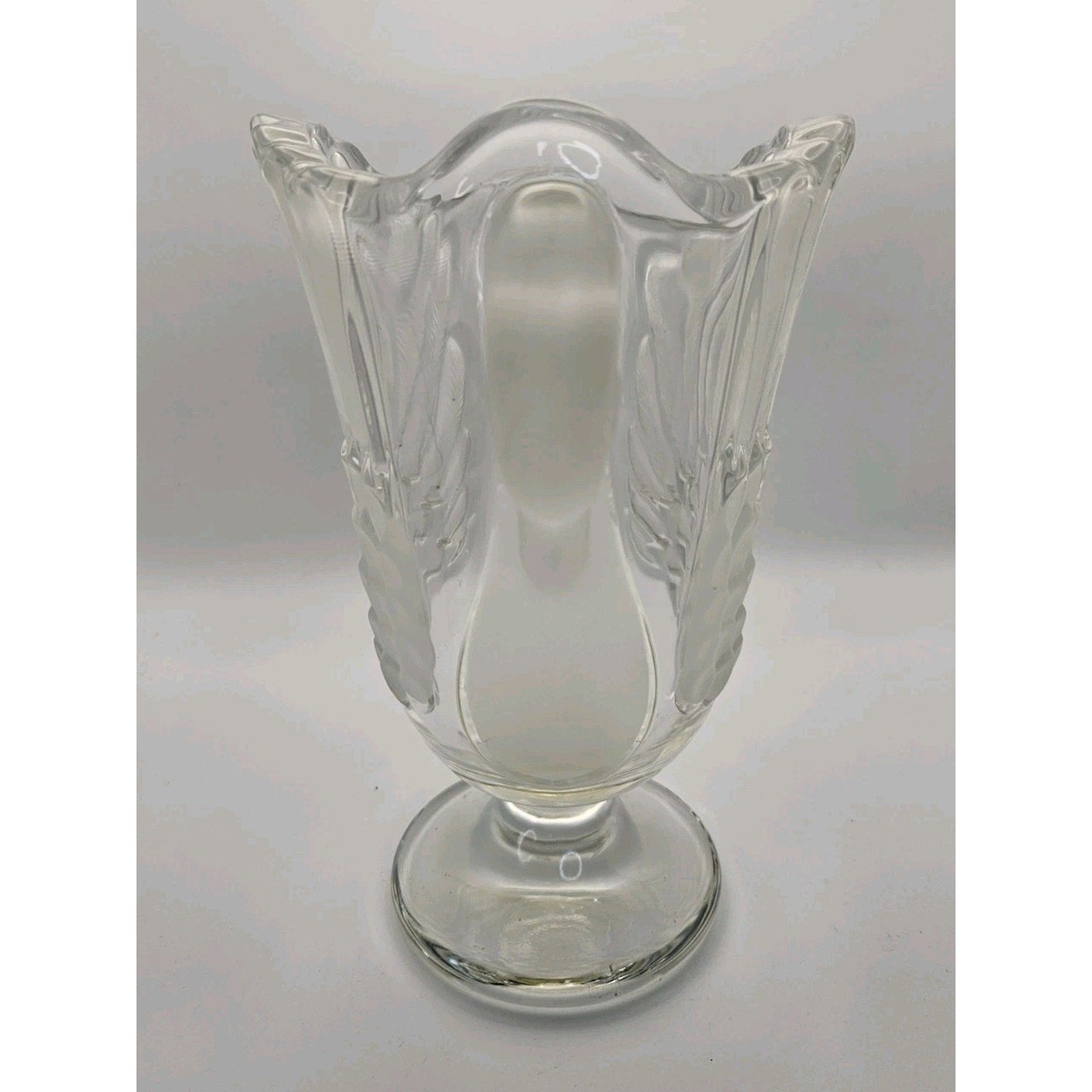 Vtg Mikasa Walther Crystal SWAN Pitcher Clear Frosted Feathers Made in Germany