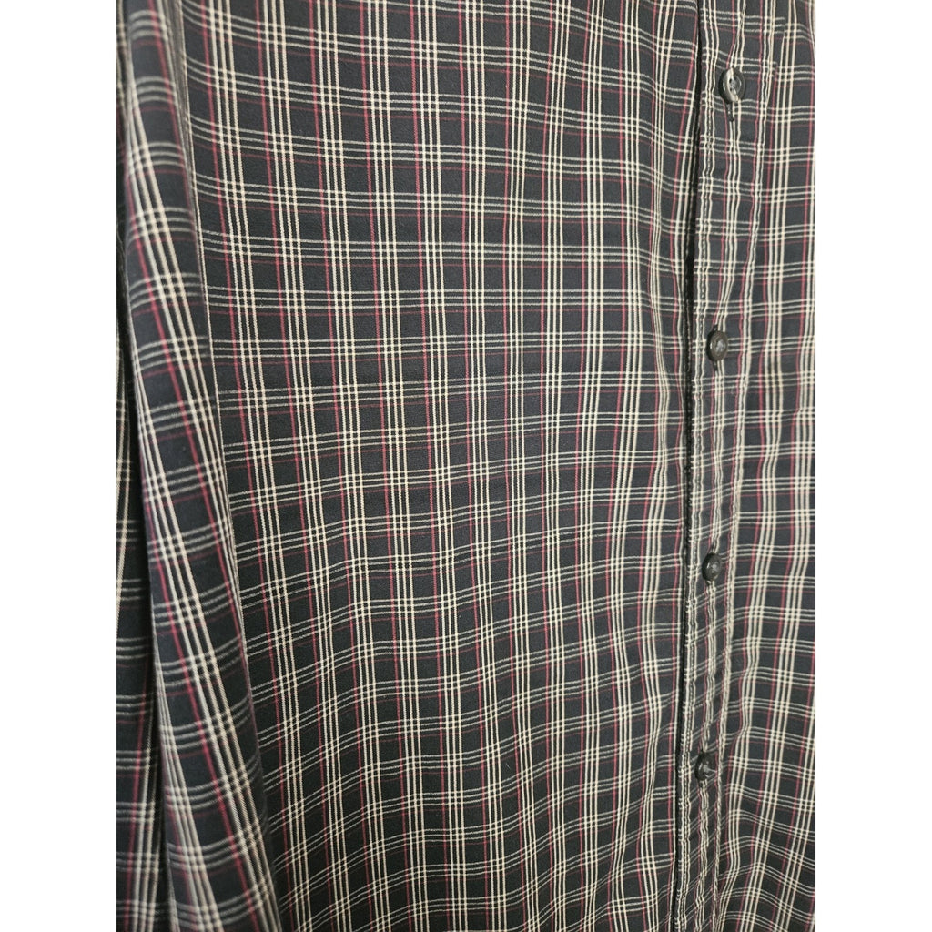 Dockers Premium Plaid Blue/White/Black Long Sleeve Button Up Shirt Large 16/16.5