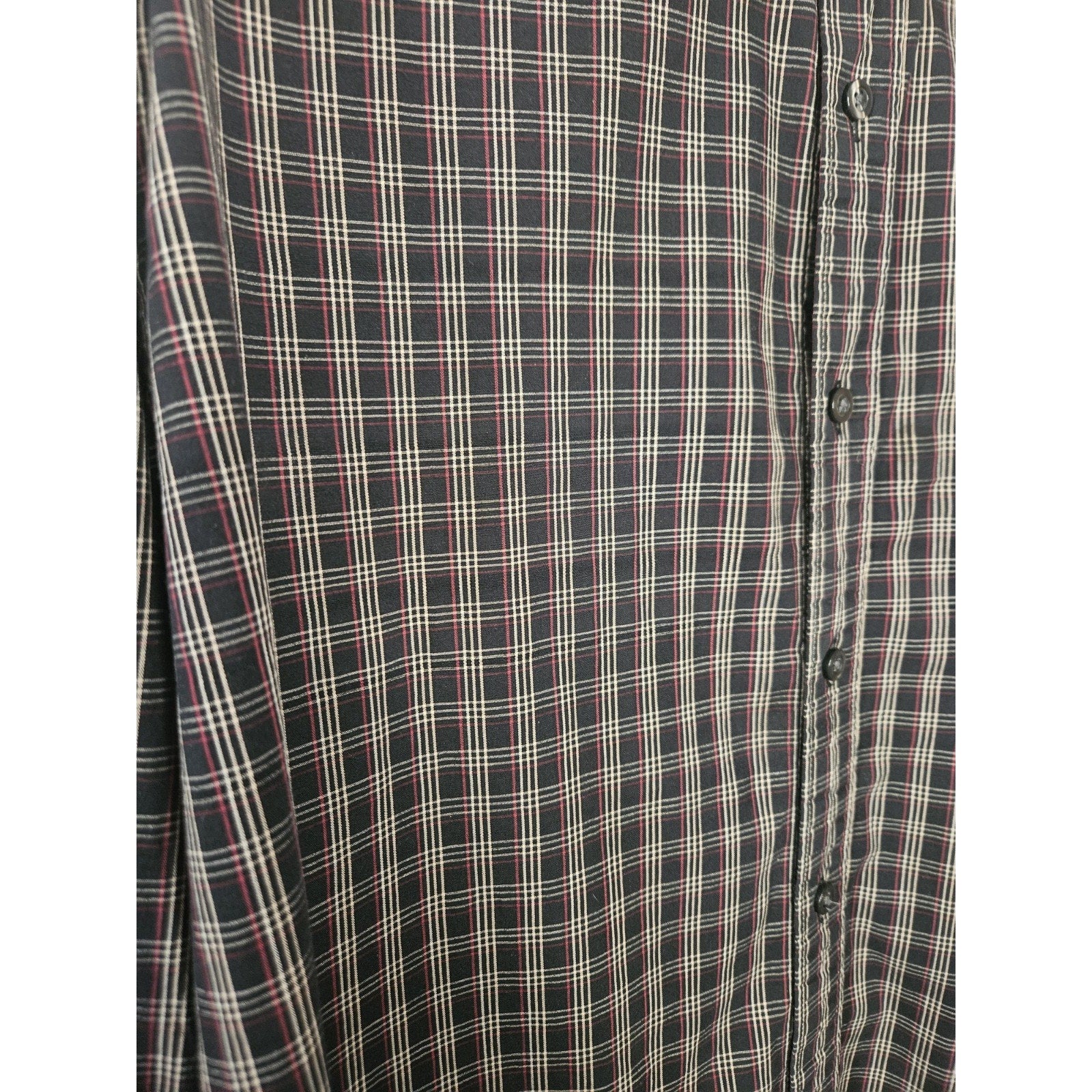 Dockers Premium Plaid Blue/White/Black Long Sleeve Button Up Shirt Large 16/16.5