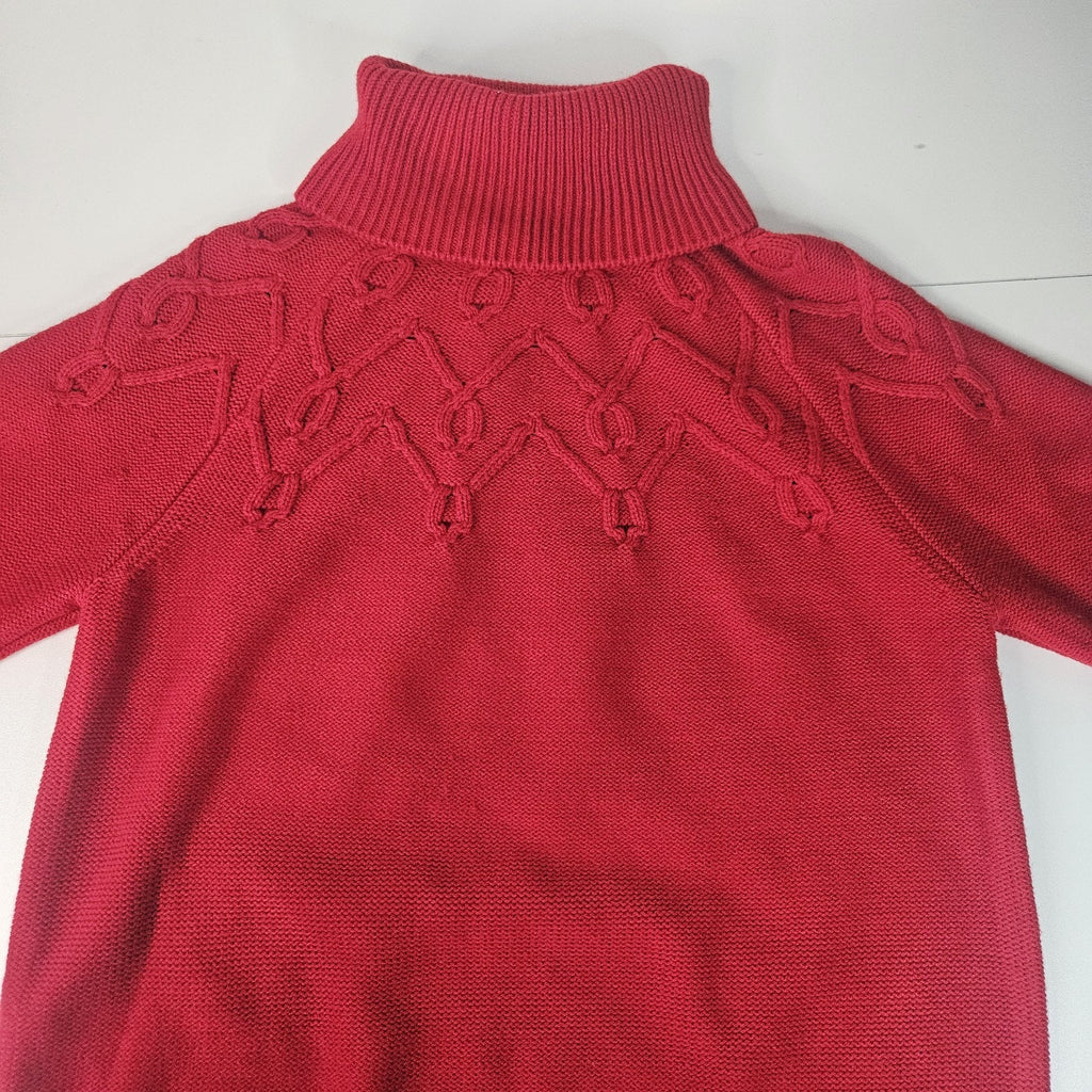 Tommy Hilfiger Red Turtleneck Sweater Womens Medium Cable Knit Holiday Preppy