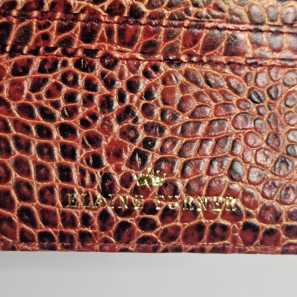 Vintage Elaine Turner Red Croc Embossed Leather Portfolio Organizer Wallet $175