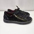 L'Artiste Danli Shoes Cheeta Zipper Black Velvet Floral Print Womans EU40 US 9.5