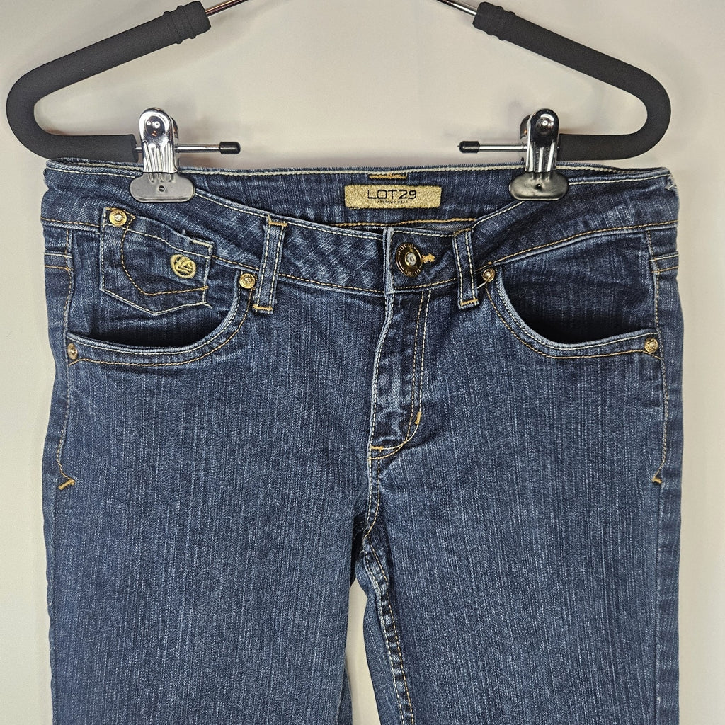 Vintage Y2K Lot 29 Size 7 Bootcut Low Rise Stretch Jeans Gold Embroidered 30x30