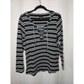 Torrid Knit V Neck Lace-Up Womens 1 XL Striped Henley Long Sleeve Boho Peasant