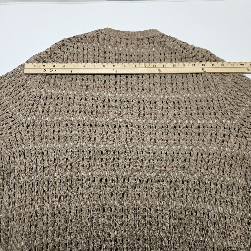 Vtg 100% Cotton Knit Pull Over Sweater Unisex XL Tan Minimalist Preppy Grandpa