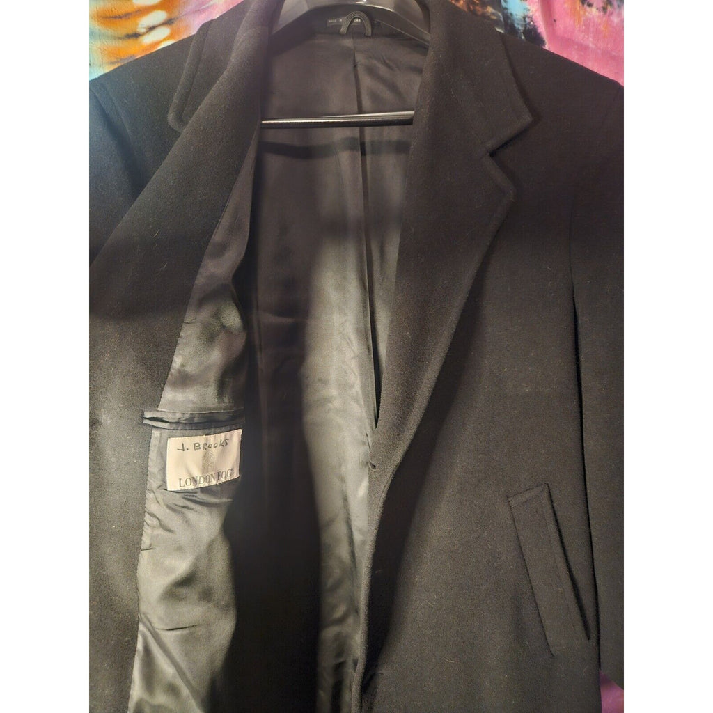 Vintage London Fog Long Peacoat Black Wool 3 Buttons Lined Men's XL